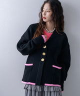 ダンボールニットバイカラーカーディガン