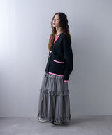 ダンボールニットバイカラーカーディガン