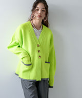 ダンボールニットバイカラーカーディガン