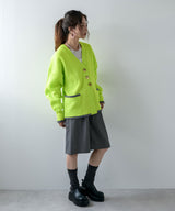 ダンボールニットバイカラーカーディガン