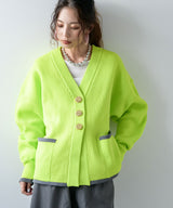 ダンボールニットバイカラーカーディガン