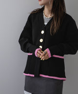 ダンボールニットバイカラーカーディガン