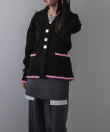 ダンボールニットバイカラーカーディガン