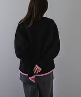 ダンボールニットバイカラーカーディガン