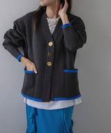 ダンボールニットバイカラーカーディガン