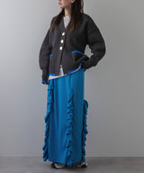 ダンボールニットバイカラーカーディガン