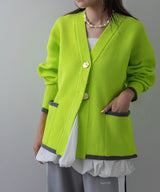 ダンボールニットバイカラーカーディガン