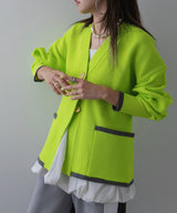 ダンボールニットバイカラーカーディガン