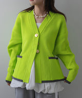 ダンボールニットバイカラーカーディガン