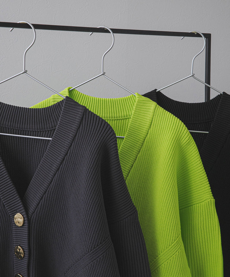 ダンボールニットバイカラーカーディガン