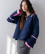 ダンボールヘンリーネックプルオーバーニット