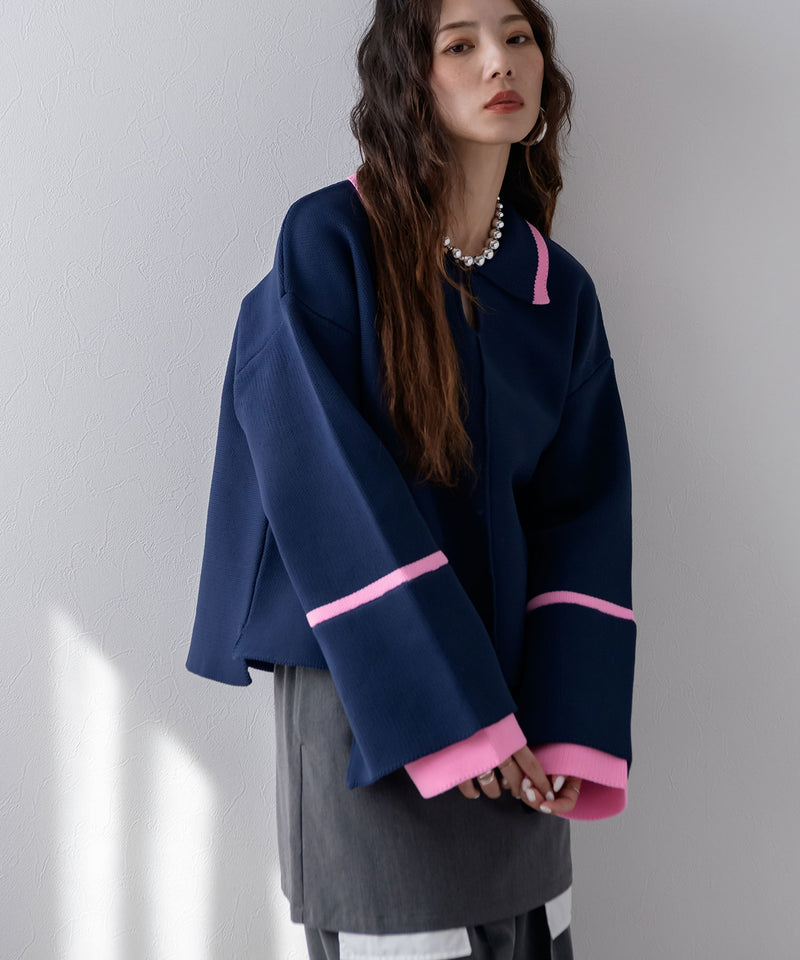 ダンボールヘンリーネックプルオーバーニット