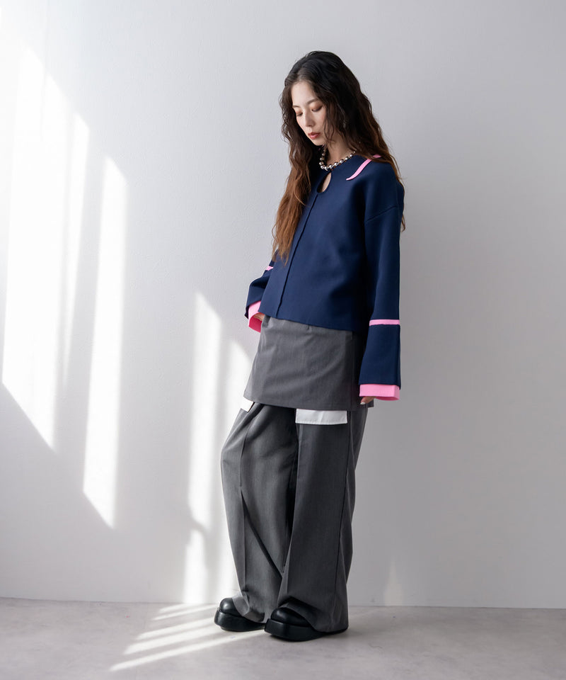 ダンボールヘンリーネックプルオーバーニット