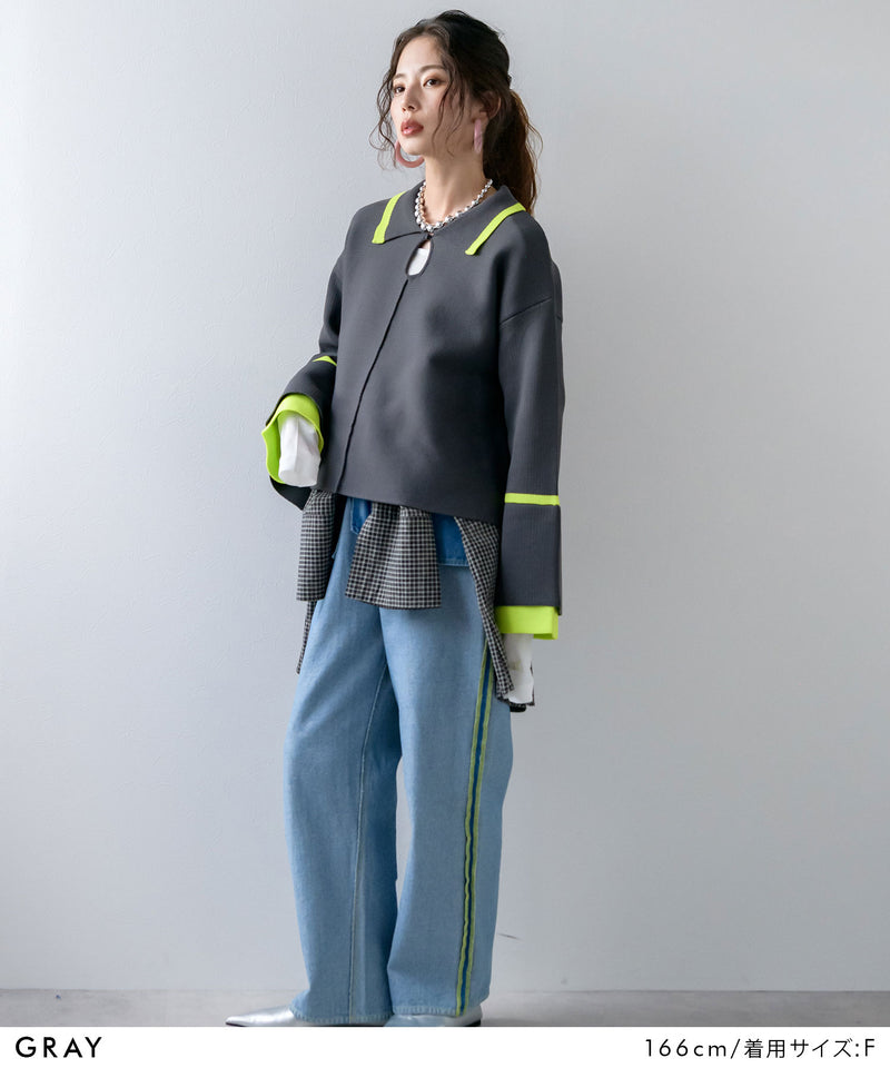 ダンボールヘンリーネックプルオーバーニット