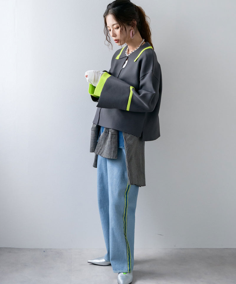 ダンボールヘンリーネックプルオーバーニット