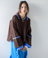 ダンボールヘンリーネックプルオーバーニット