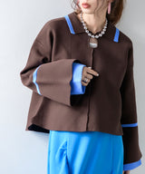 ダンボールヘンリーネックプルオーバーニット