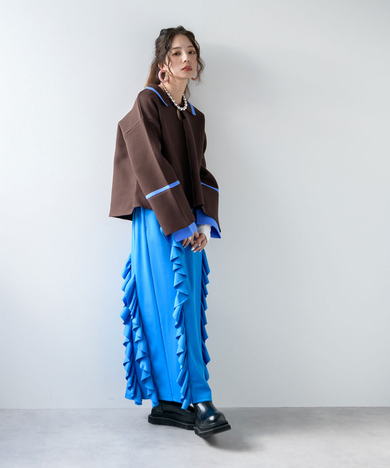 ダンボールヘンリーネックプルオーバーニット