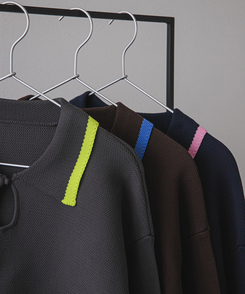 ダンボールヘンリーネックプルオーバーニット