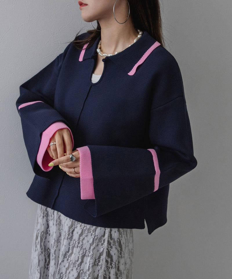 ダンボールヘンリーネックプルオーバーニット