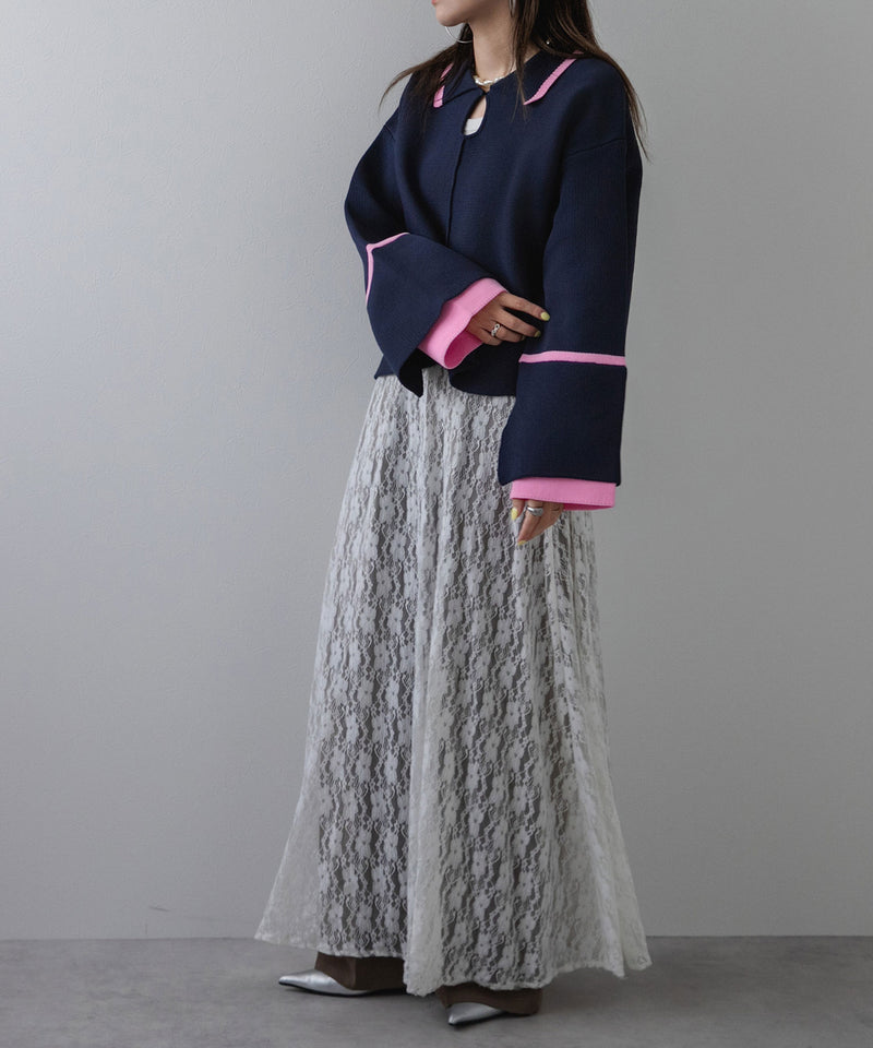 ダンボールヘンリーネックプルオーバーニット