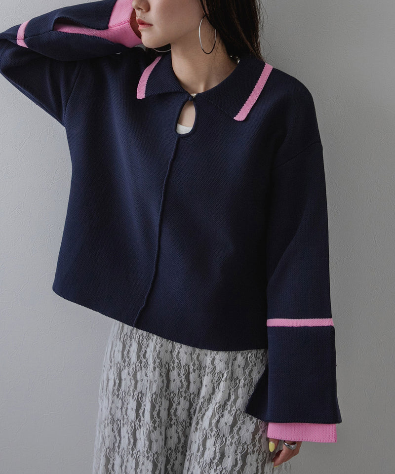 ダンボールヘンリーネックプルオーバーニット