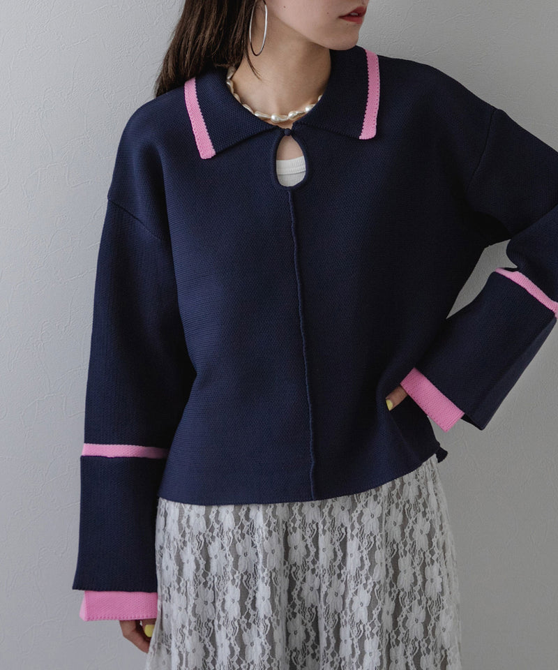 ダンボールヘンリーネックプルオーバーニット