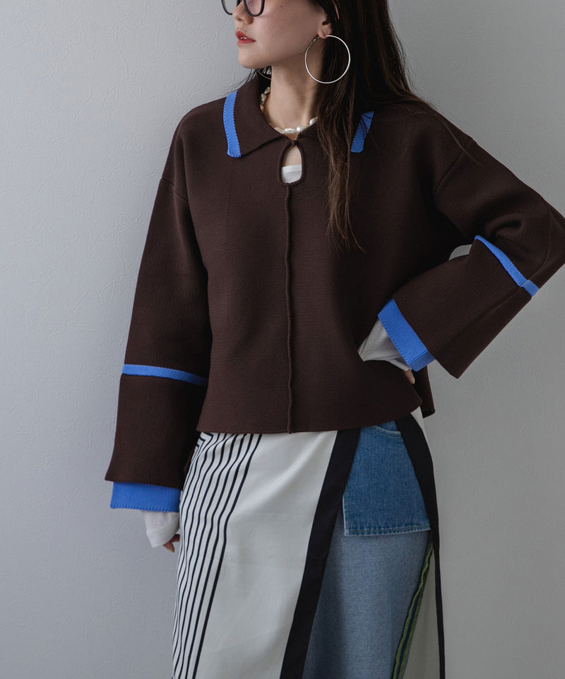 ダンボールヘンリーネックプルオーバーニット