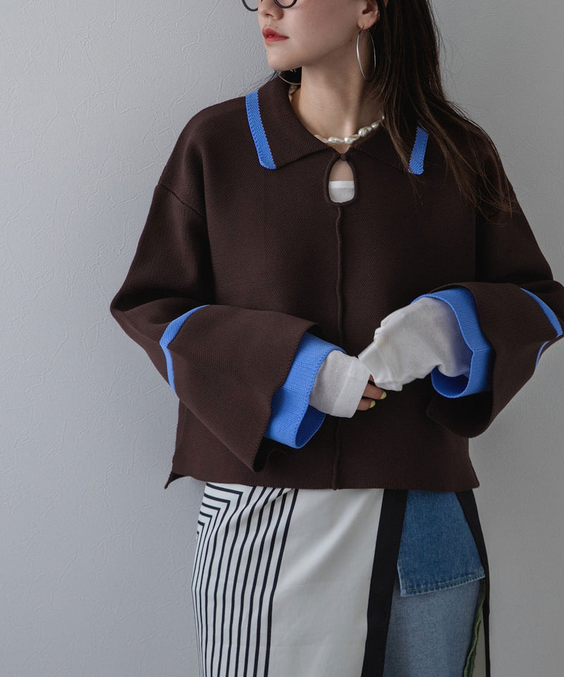 ダンボールヘンリーネックプルオーバーニット