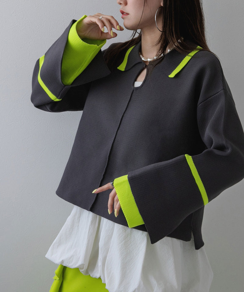 ダンボールヘンリーネックプルオーバーニット