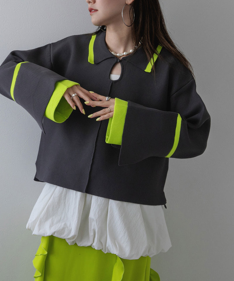 ダンボールヘンリーネックプルオーバーニット