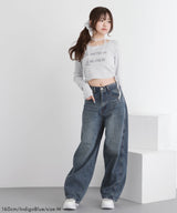 バレルレッグシンプデニムパンツ