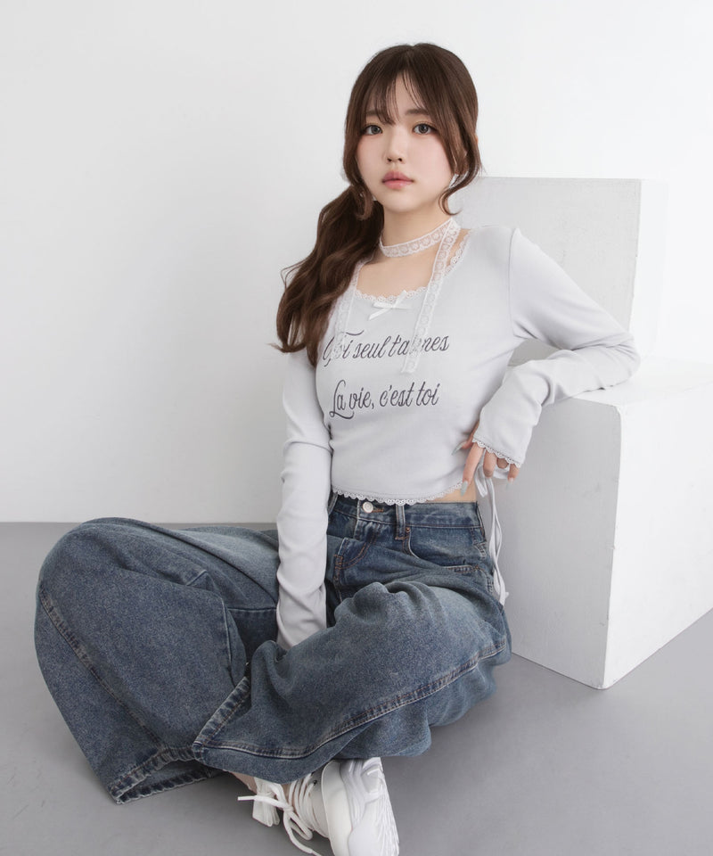 バレルレッグシンプデニムパンツ