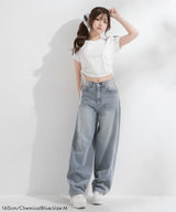 バレルレッグシンプデニムパンツ