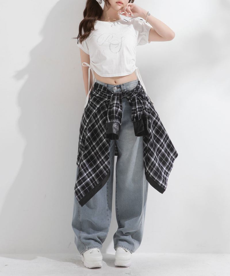 バレルレッグシンプルデニムパンツ