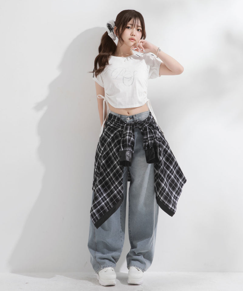 バレルレッグシンプデニムパンツ