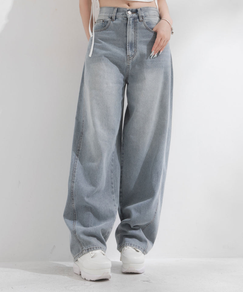 バレルレッグシンプデニムパンツ