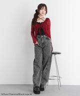 バレルレッグシンプデニムパンツ