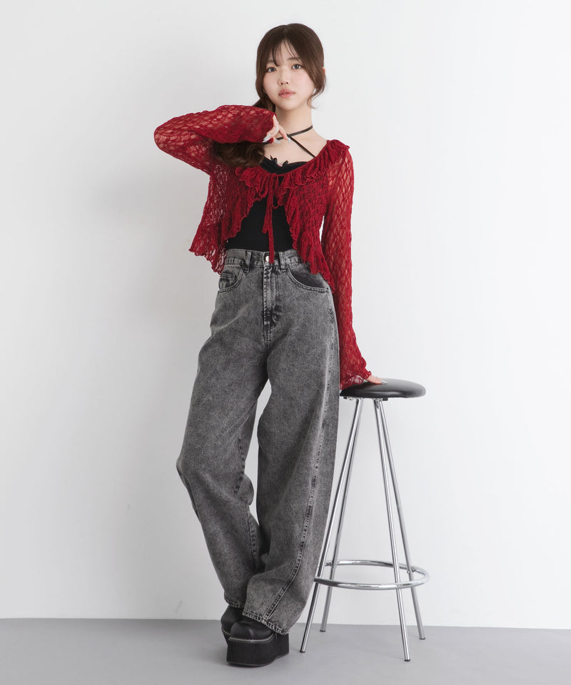 バレルレッグシンプデニムパンツ
