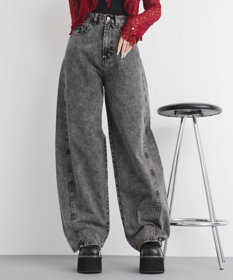 バレルレッグシンプデニムパンツ