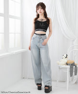 バレルレッグシンプデニムパンツ
