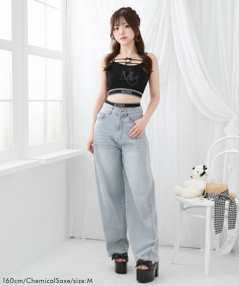 バレルレッグシンプデニムパンツ