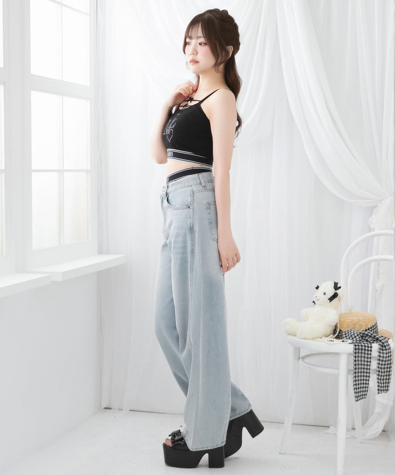 バレルレッグシンプデニムパンツ