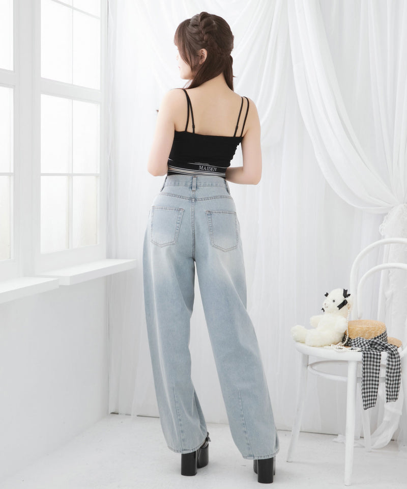 バレルレッグシンプデニムパンツ
