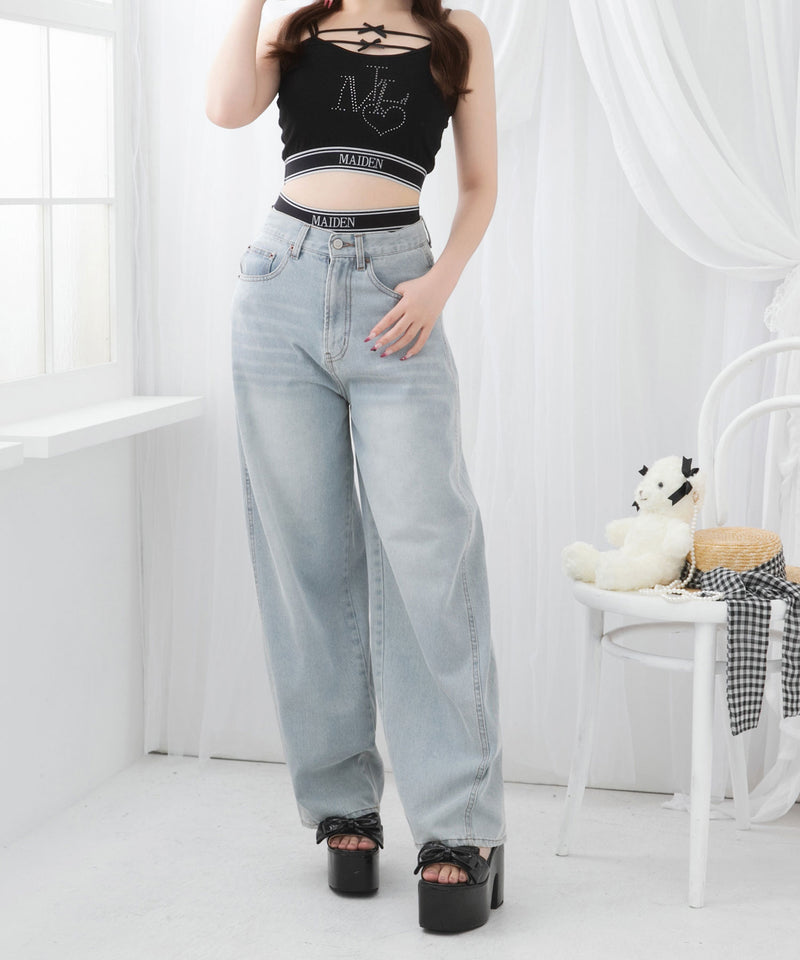 バレルレッグシンプデニムパンツ