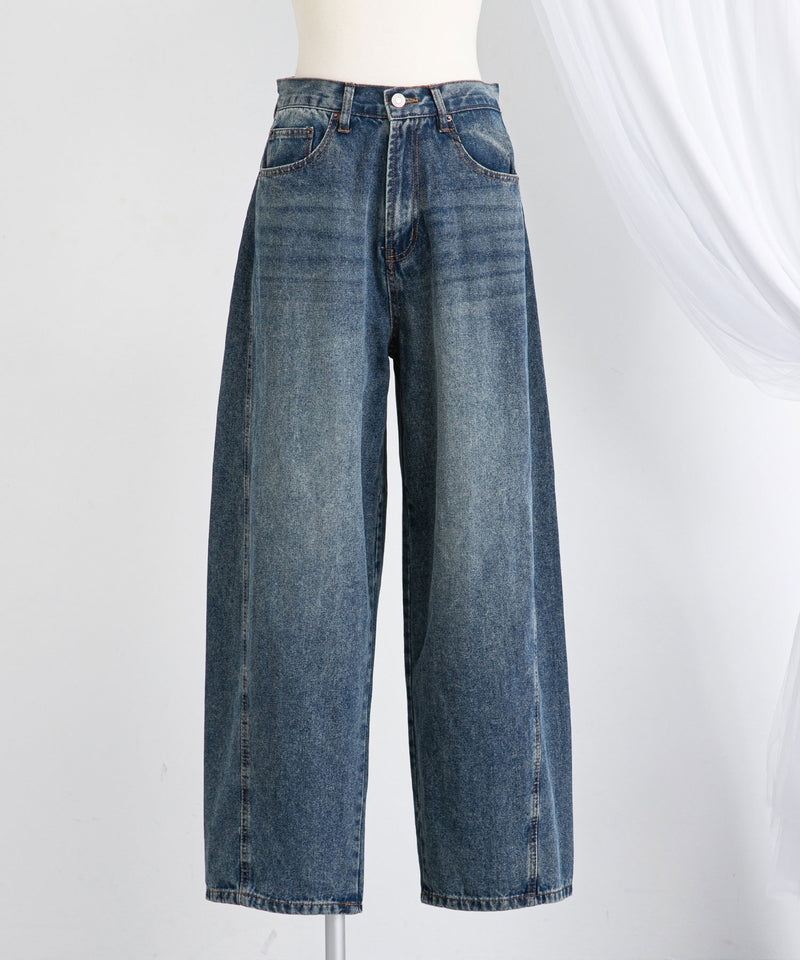 バレルレッグシンプデニムパンツ