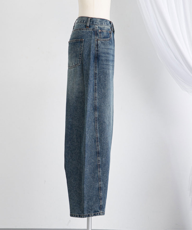 バレルレッグシンプデニムパンツ