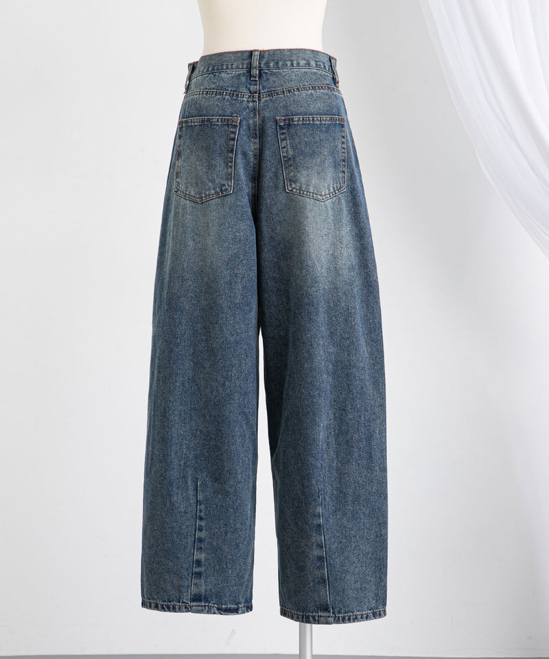 バレルレッグシンプデニムパンツ