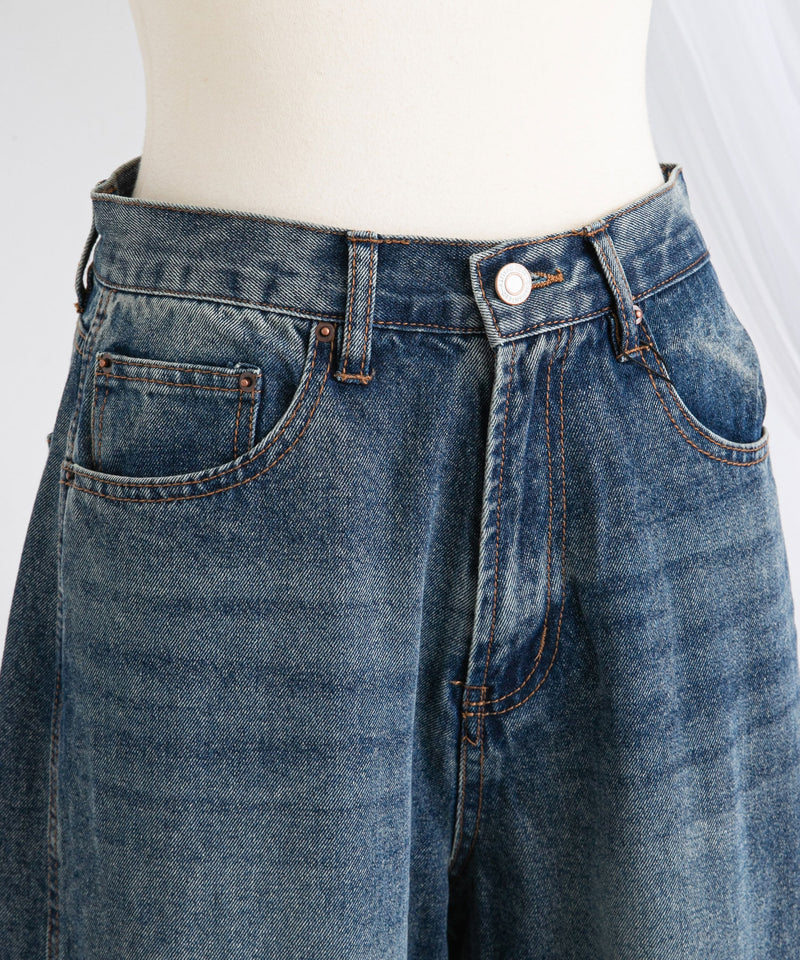 バレルレッグシンプデニムパンツ