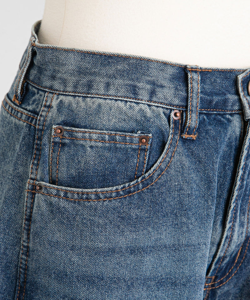 バレルレッグシンプデニムパンツ